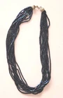 Strand Black Beaded costume jewelry Choker Necklace. Vintage 1950s. 16" Length