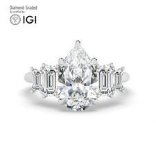 Pear Diamond Engagement Ring Platinum Labgrown 6.40 Ct Solitaire
