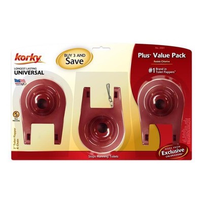 Korky 2001TP Rubber Red Universal Plus Premium Toilet Flapper 2 in. with Chain