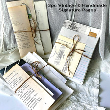 3pc Paper Junk Journal Signatures Inserts - Authentic Vintage Handmade Pages