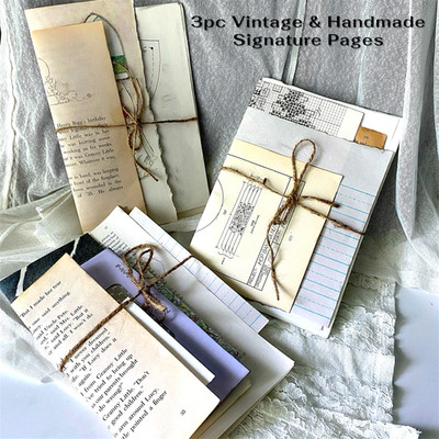 3pc Paper Junk Journal Signatures Inserts - Authentic Vintage & Handmade Pages
