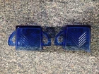Vintage 1930's Hazel Atlas Cobalt Blue Chevron Creamer and Sugar Set "Ritz Blue"