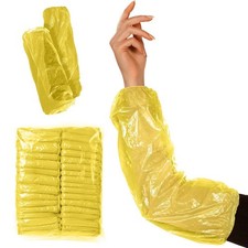 Yellow Disposable Arm Sleeves Waterproof Polyethylene Elastic 2000 Count 18 in