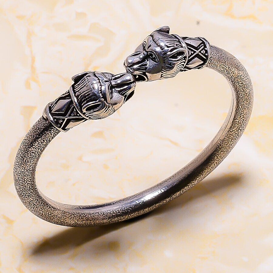 Boho 925 Sterling Silver Vintage Tibetan Tibet Wolf Head