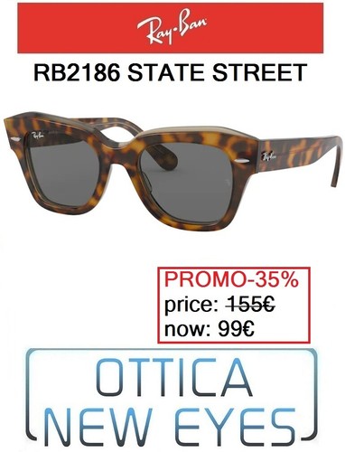 Occhiali da sole RAYBAN STATE STREET RB 2186 1292B1 SUNGLASSES RAY BAN NEW  STYLE | eBay