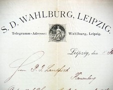 LEIPZIG Rechnung Litho 1897, S.D. WAHLBURG an P.J. Landfried RAUENBERG