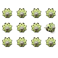 1.5 X 1.5 X 1.5 Yellow Green And Silver  Knobs 12 Pack