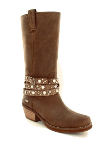 Leather Rhinestone Boots Size 