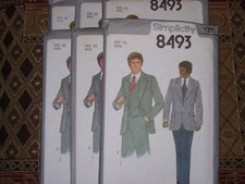    1978 UNCIRCULATED SIMPLICITY 8493 - MEN'S JACKET-PANTS-VEST PATTERN 34-44 FF