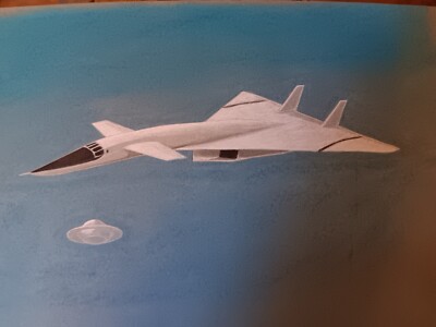 Aircraft drawing with UFO artist Jerome Cadd '' Valkyrie and Admirer