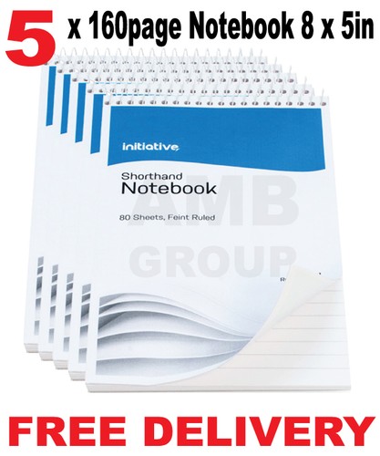 5 x 160 Page Premium Notepad Notebook Shorthand Pad 8" x 5"