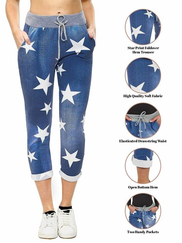 Damen Blumenmuster Sommer Baumwolle Hose Joggerhose Leggings Übergrößen - Bild 62 von 118