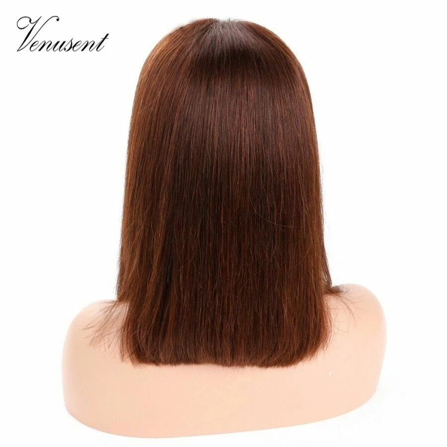 Golden Brown Full Lace Human Hair Wig with Bangs Virgin European Lace Front Wigs - Image 4 of 4