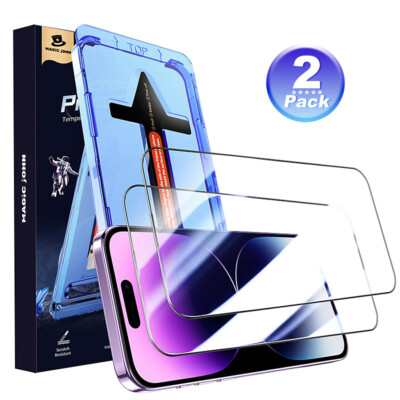 MAGIC JOHN for iPhone 14 Pro Max 6.7 inch 2Pack Tempered Glass Screen Protector