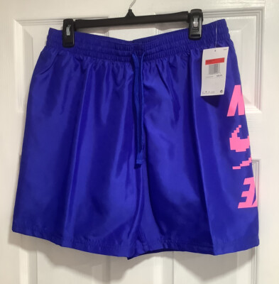 Nike Swim Trunks Men Large Blue Pink 7  Inseam Mesh Lined Pocket Beach Swimwear