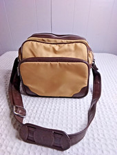 Vtg Canvas  Faux Leather Brown Camera Padded Storage Travel Bag 9x11  Taiwan