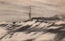 WWI Japanese Imperial Navy Cruiser Storm Rare Art Japan Antique Postcard - 6