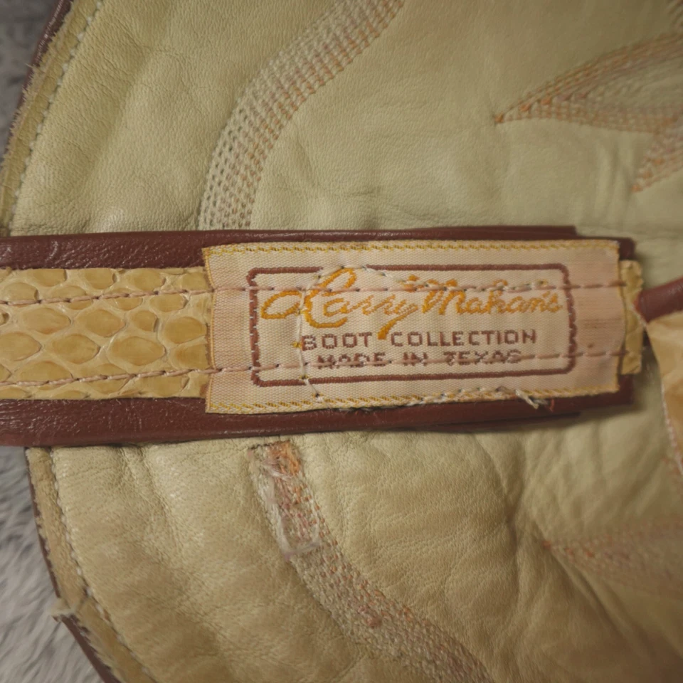 Larry Mahan Boots Womens 6.5 B Exotic Snake Leather Tan Brown USA Cowboy Western - Image 4 of 4