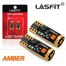 2pcs Led T10 194 168 W5w Side Marker Light Bulb Canbus Error Free 3000k Amber