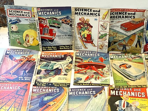 lot of 39 1950s Science & Mechanics magazine FRONT COVERS ONLY frame them up! - Foto 2 di 13