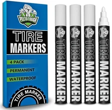White Tire Paint Marker for Car Tire Lettering 4 Pack Permanent Tire Paint P new