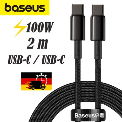 Kabel Baseus USB-C für USB-C PD QC 4.0 100W 2m Lade Datensynchronisationskabel