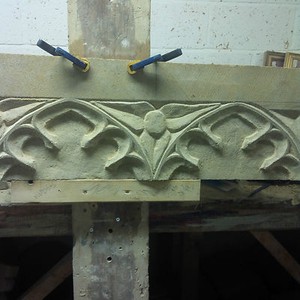 Hand Carved Stone Gothic Tracery Inglenook Fireplace Lintel Ebay