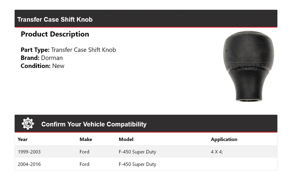 Para Ford F-450 Super Duty 1999-2016 Dorman caja de transferencia perilla de cambio 2000 2001 Foto 2 de 4