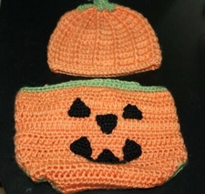 Baby Girl Boy Knit Pumpkin Costume Hat Photo Prop Knit Crochet EEX -9