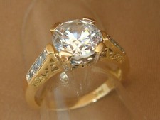 2 ct Antique Style Ornate Design Engagement Ring 14K YG Cubic Zirconia CZ - 7.25
