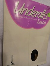 New VTG Underalls USA Lace Pattern Nylon Basic Black Pantyhose Panties -SZ A-B