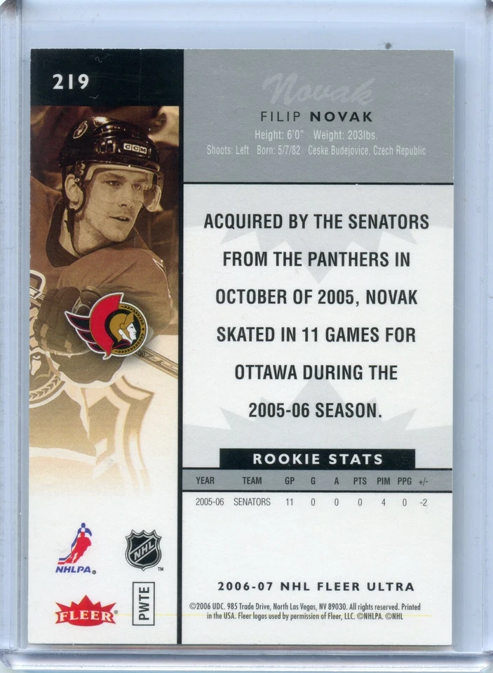 2006-07 Ultra #219 Filip Novak RC - Image 2 of 2
