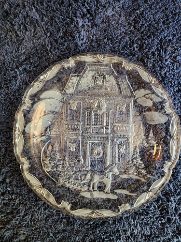 Vintage 15" Runde Hotess Platte Winter Wonderland Made In Germany