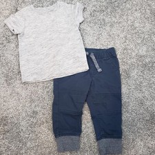 Cat  Jack Boy's Size 12 Months Gray  Blue Shirt  Pants Outfit Joggers / B72