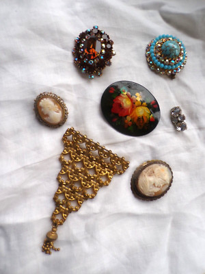 Lot De 7 Broches Anciennes Et Vintage - Bijoux à Nettoyer, Différentes Styles