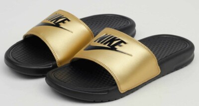 WOMEN NIKE BENASSI JDI BLACK / METALLIC GOLD 343881 014 | eBay