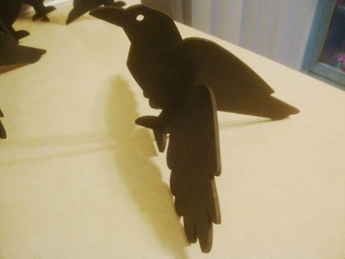 Halloween Decorativo Primitivo CUERVOS NEGROS x6 Luz Contrachapado con Soportes o Colgar! - Imagen 2 de 7