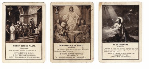 Antique 1899 Bible Game Card Lot 3 Cards J1 M4 H4 Jesus Religious Victorian Game