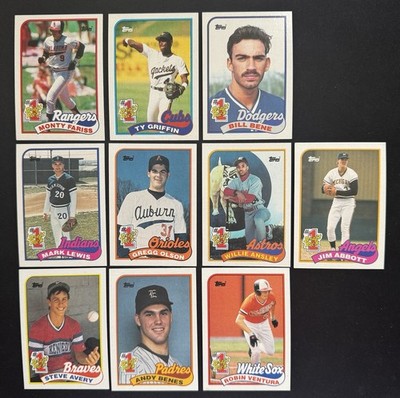 1989 Topps Baseball #1 Draft Pick Set of 10 (Abbott/Bene/Ventura)