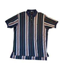 Vintage 90s Polo Ralph Lauren Pony Striped Polo Shirt Made in USA Size 2XL