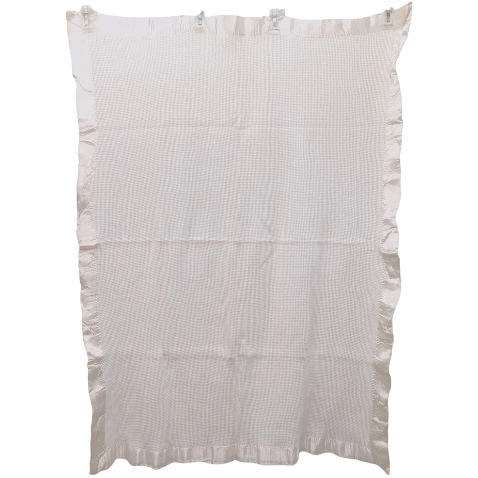 Manta térmica tejida gofre Baby Gordon de colección con adornos de nailon Orlon blanco roto Foto 4 de 4