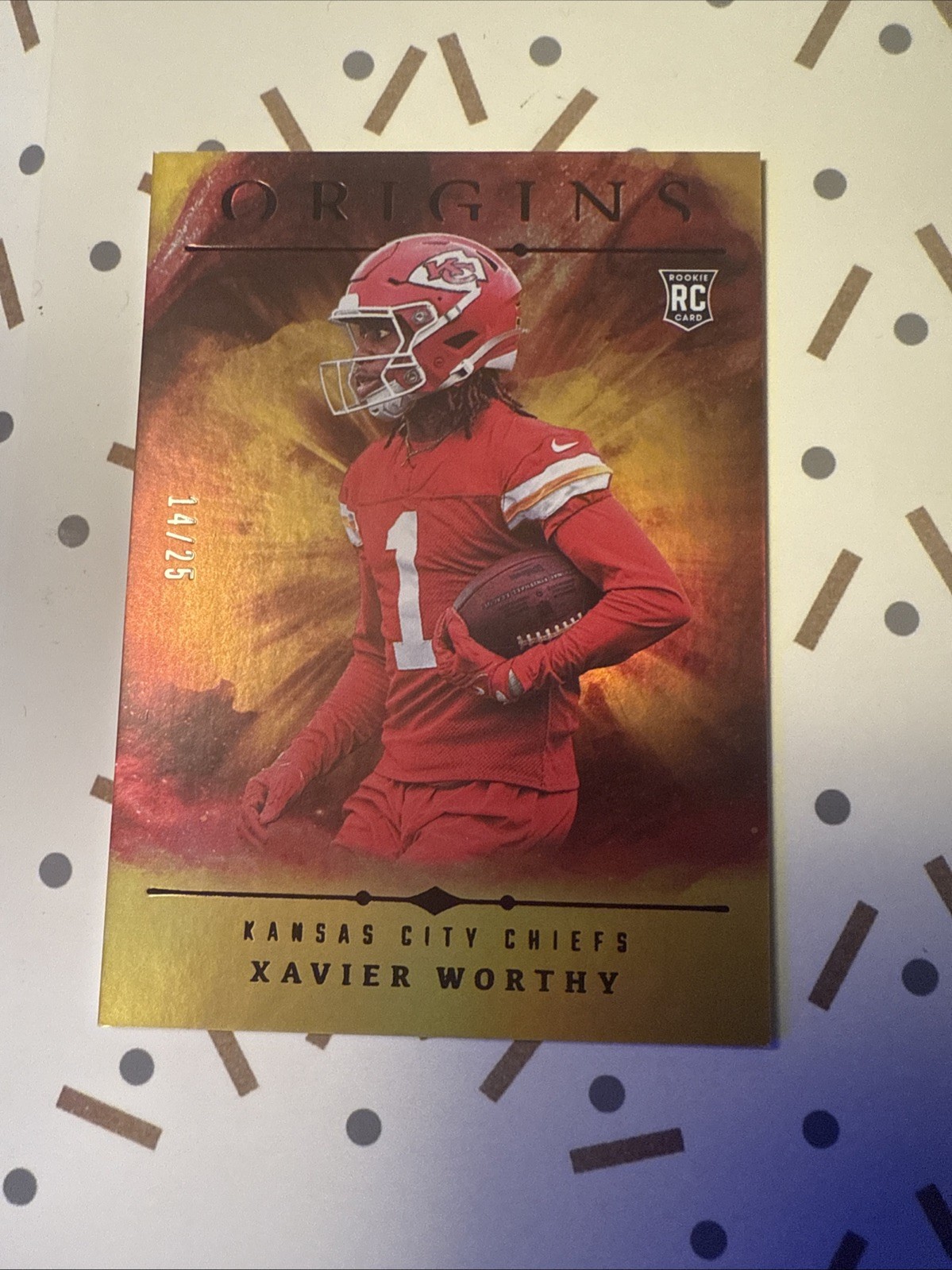 2024 Panini Origins Rookies Xavier Worthy #150 Holo Gold /25 (RC)