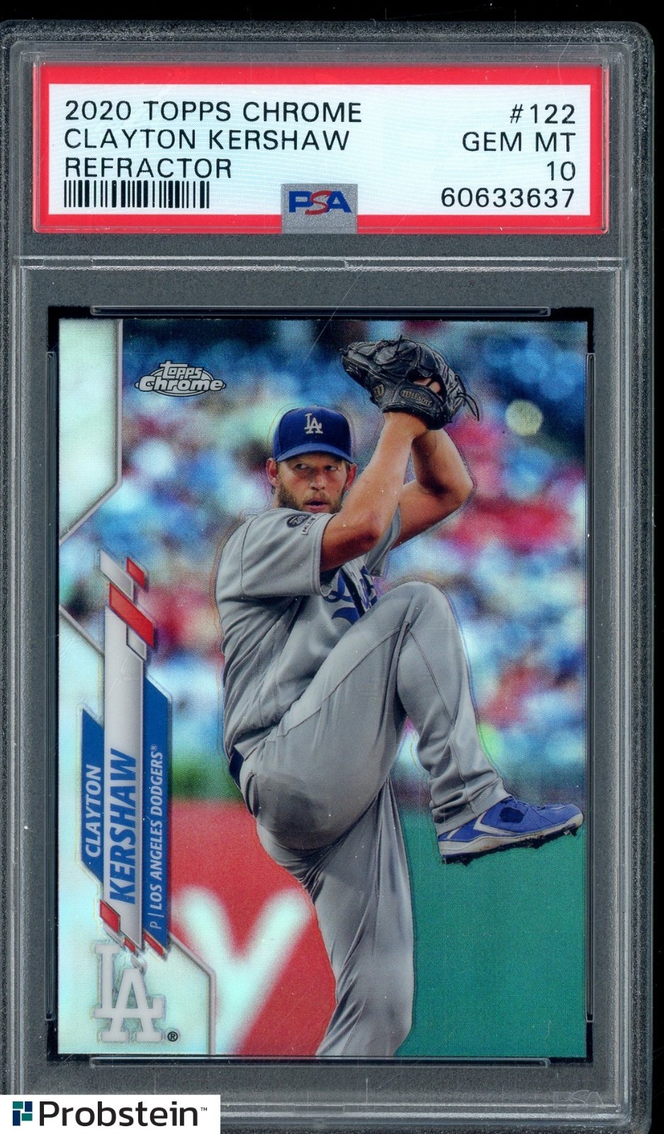 2020 Topps Chrome Refractor #122 Clayton Kershaw Dodgers PSA 10 GEM MINT view 1