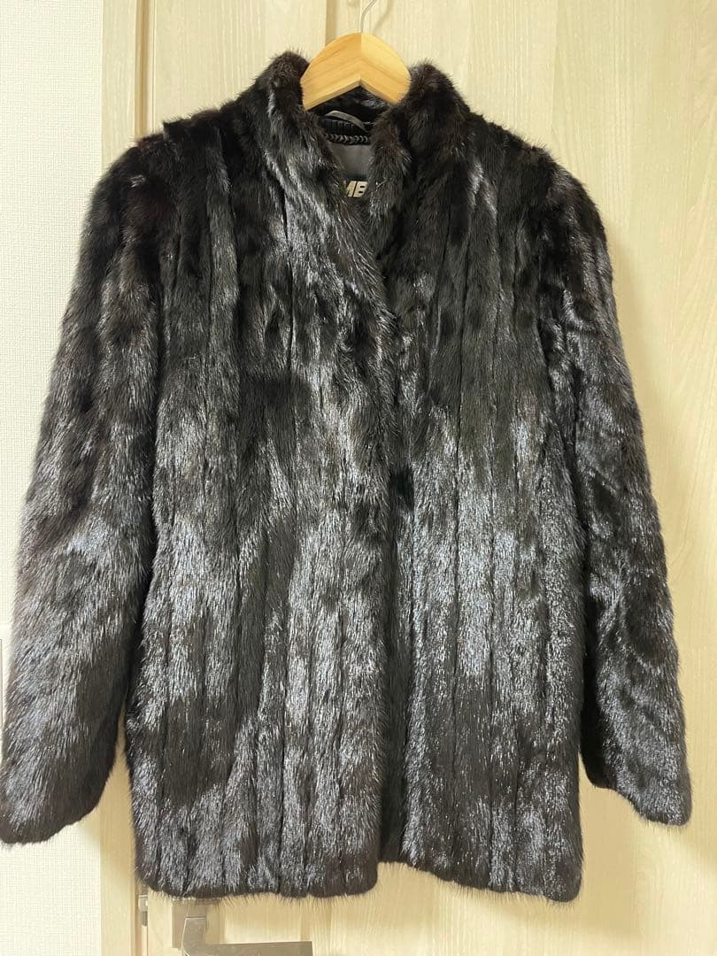 EMBA Mink Fur Coat Asian fit L US size M Black Authentic