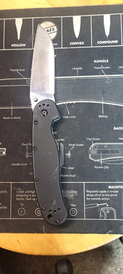ontario Rat knife.AUS-8 drop point.black nylon handle. Liner lock
