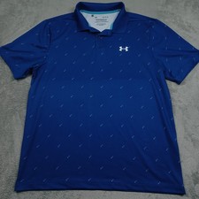 Under Armour Shirt Mens Large Blue Performance Polo Casual Short Sleeve