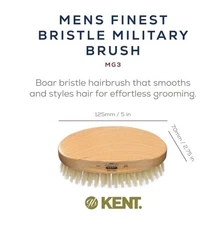 Mens Finest Kent MG3 White Boar Bristle Military Hair Brush!