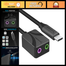 USB to 3.5mm Audio Adapter, Headphone Jack Sound Card, 24-Bit 96Khz Upgrade