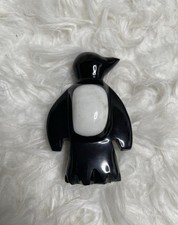 Black Solid Small Glass Penguin with white glass belly