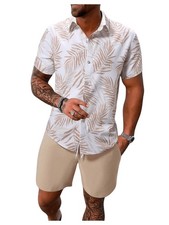Men's Hawaiian Matching Set Summer Beach 2 Piece Outfits Tropical print Shirt...